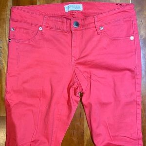 2 pairs Express Pink & green Jean leggings size 4.